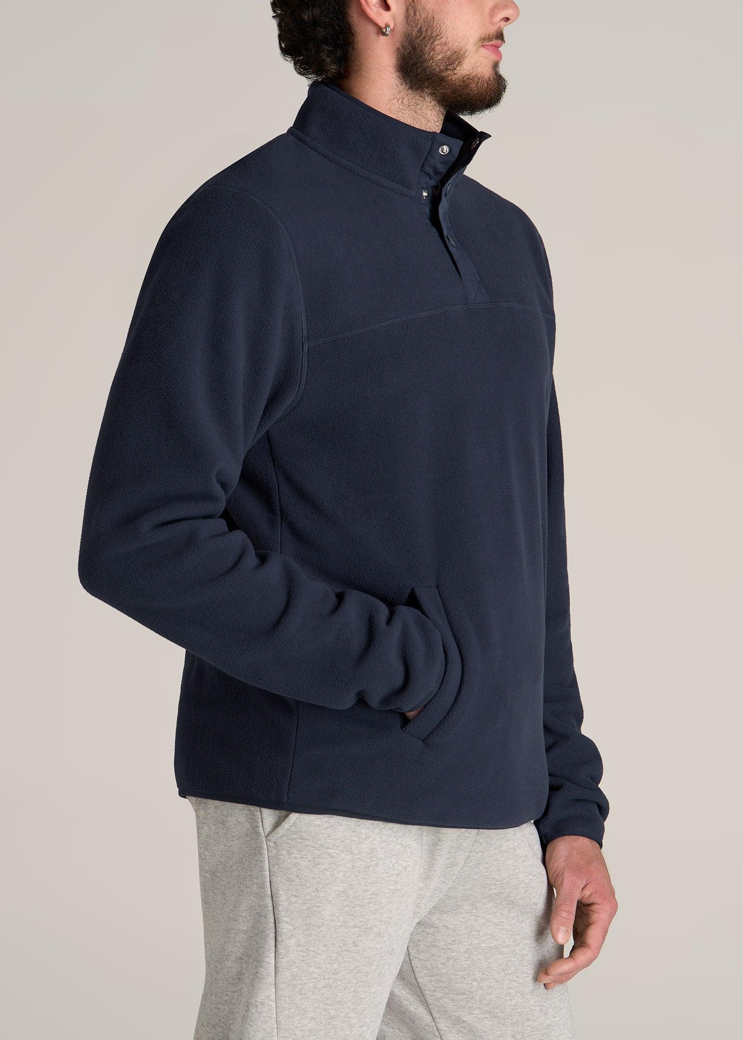 Polar Fleece 3-Snap Pullover Sweatshirt for Tall Men in Regal Blue Product Image