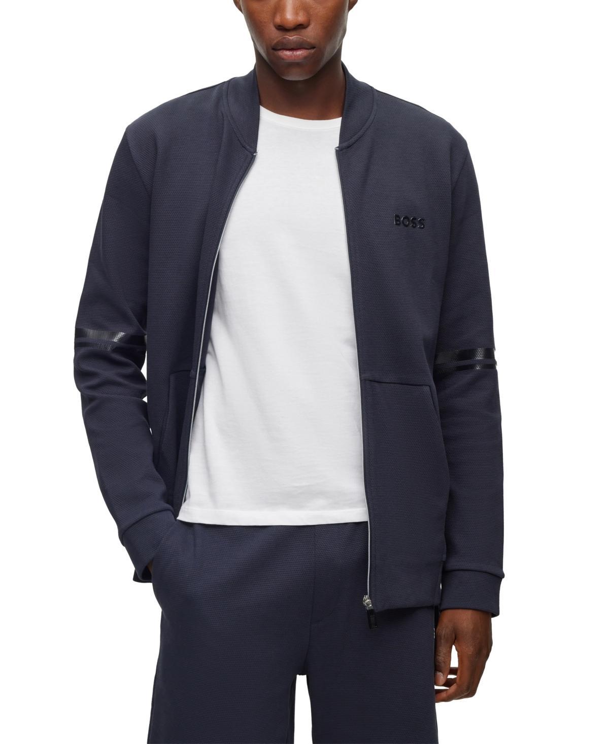 Boss by Hugo Boss Mens Mirror-Effect Relaxed-Fit Zip-Up Sweatshirt Product Image