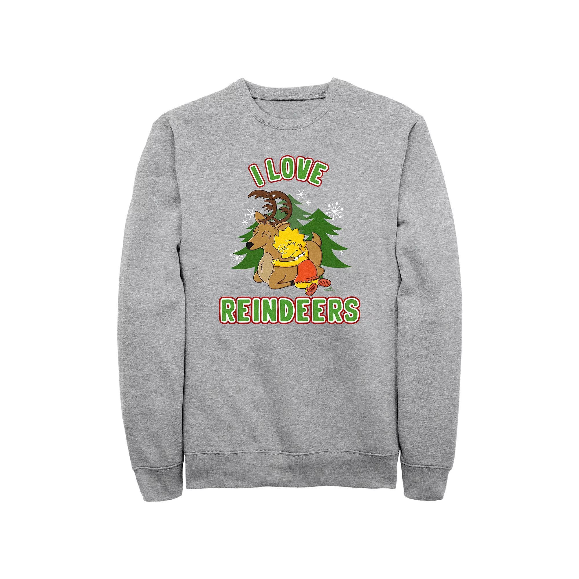 Men's The Simpsons Lisa I Love Reindeers Graphic Fleece,  Product Image
