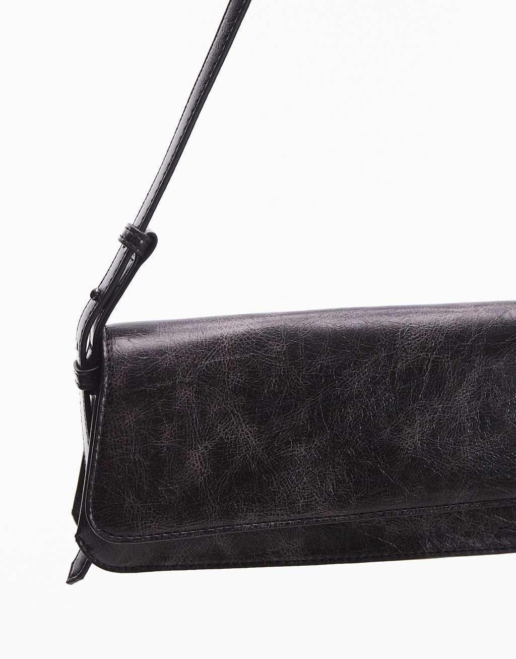 Topshop Stassi elongated shoulder bag in distressed black Product Image