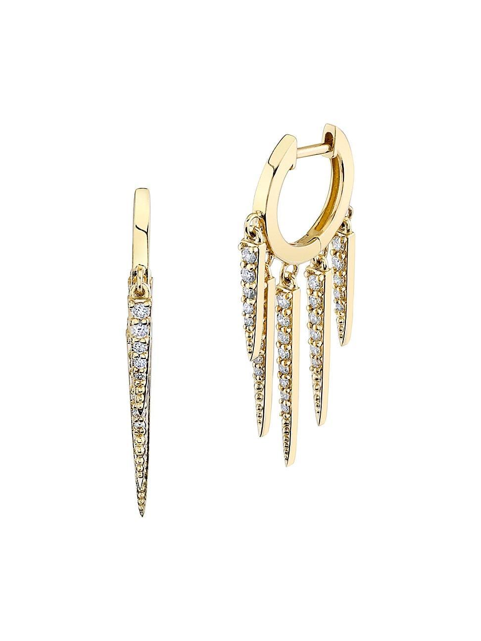 Graduated Diamond Fringe Huggie Earrings Product Image