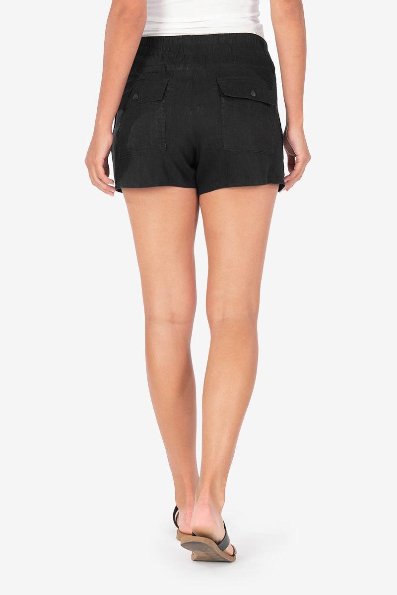 Drawcord Linen Short - Black Product Image