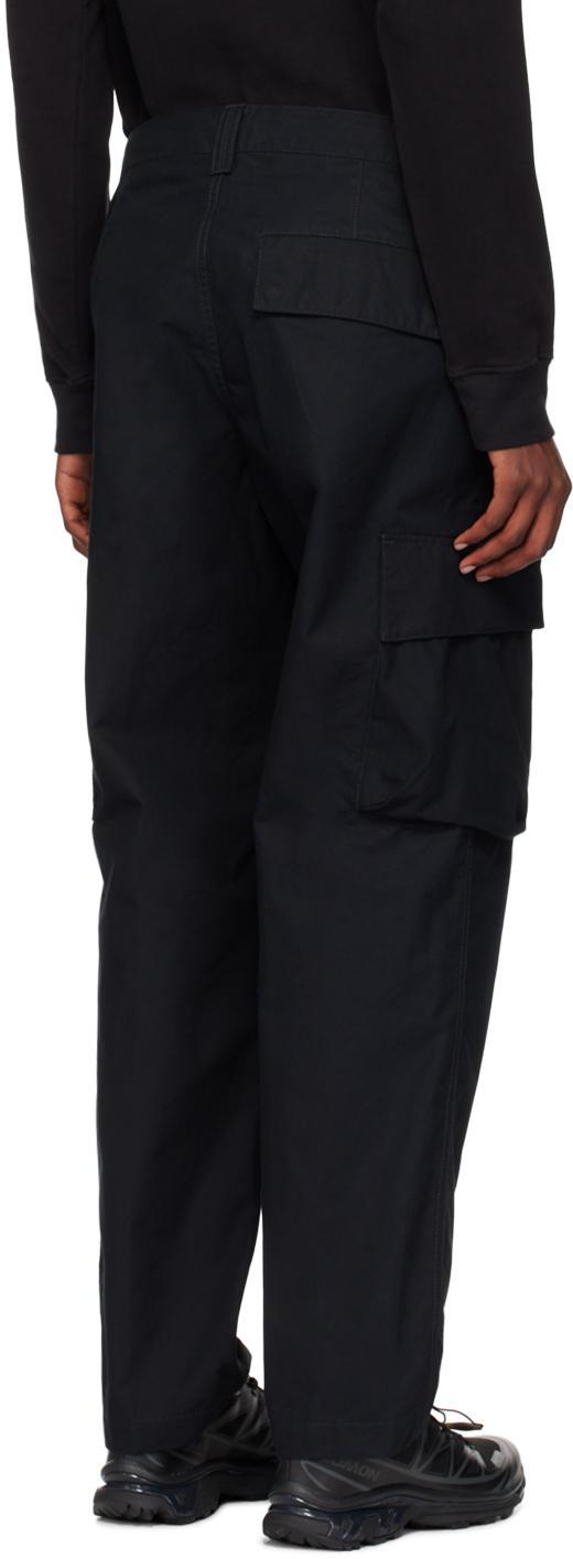 STONE ISLAND Black Logo Patch Cargo Pants In V0029 Black Product Image