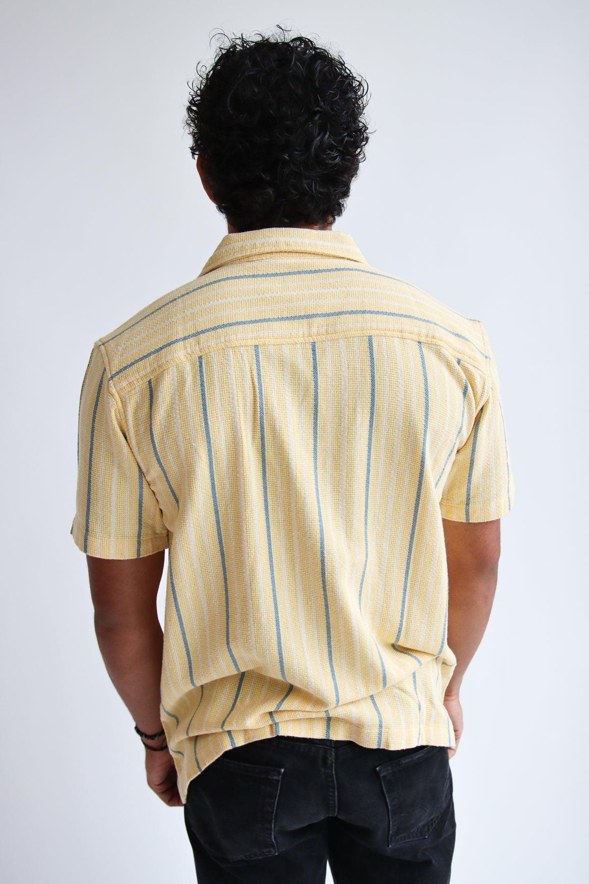 Yellow Striped Woven Button-Up Shirt Product Image