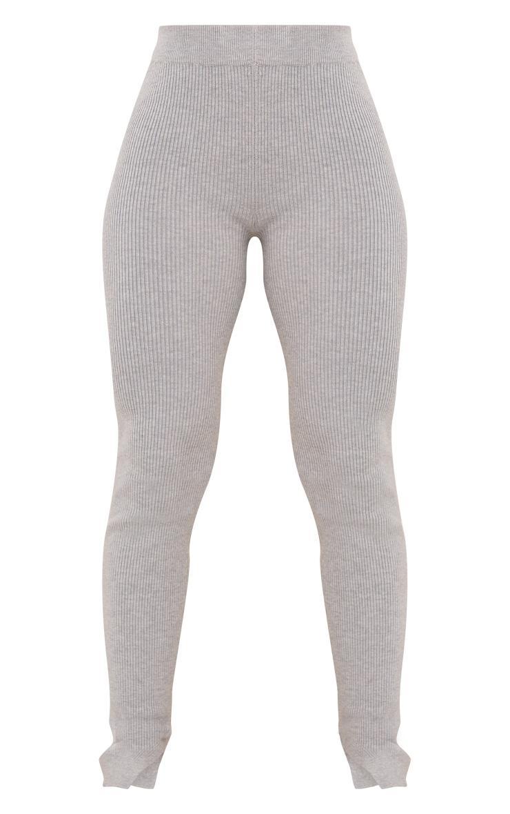 Grey Knitted Ribbed Leggings Product Image