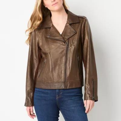 a.n.a Womens Faux Leather Midweight Motorcycle Jacket Product Image