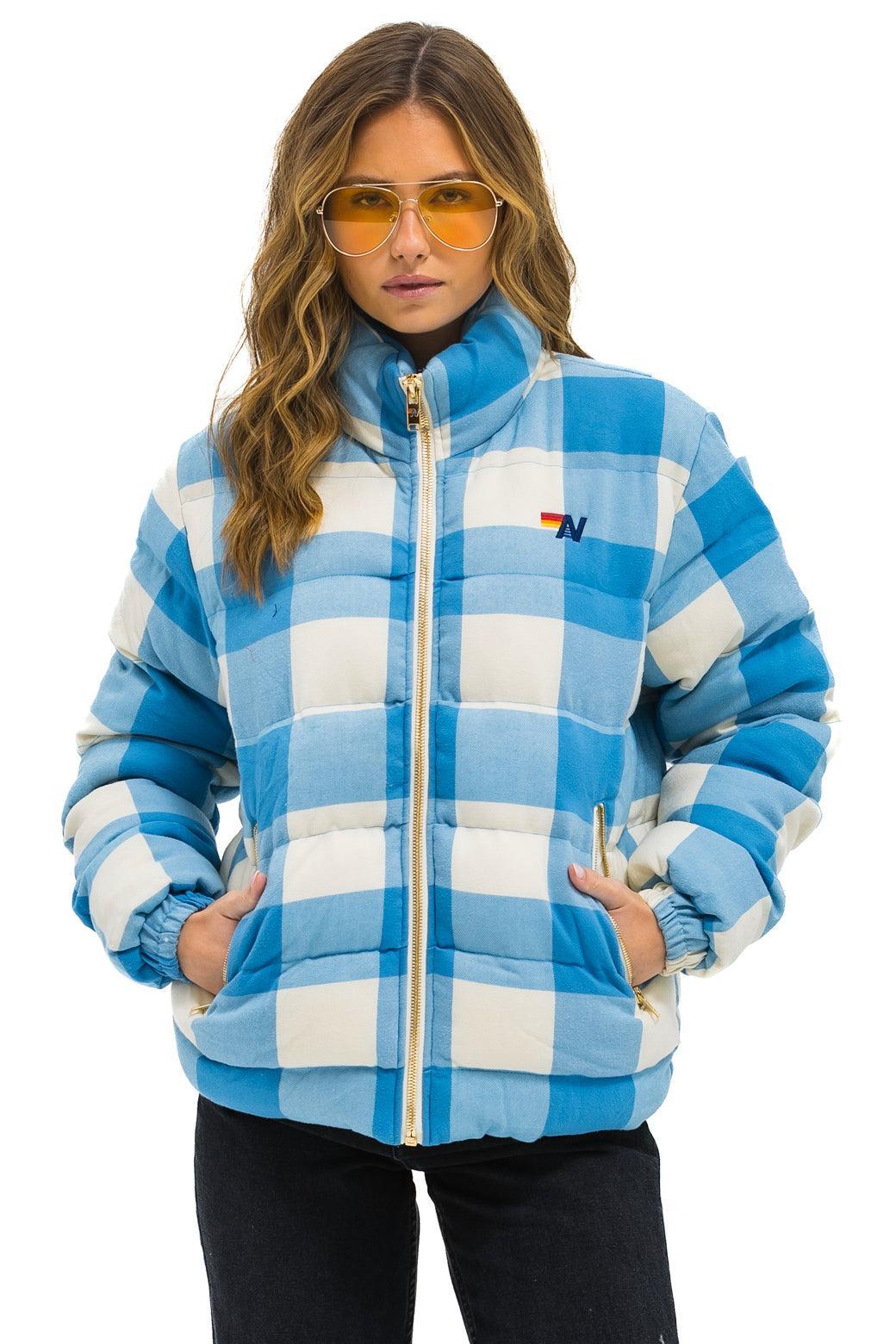 UNISEX PLAID TRAVELER JACKET - SKY PLAID Unisex Product Image