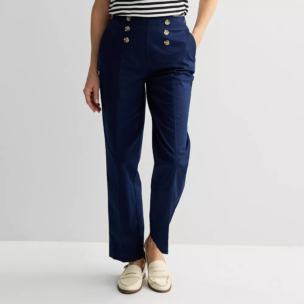 Women's Croft & Barrow® Sailor Button Chino Pants, Size: 16, Seattle Blue Product Image
