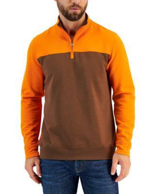 Club Room Mens Colorblocked Quarter-Zip Fleece Sweater, Created for Macys Product Image