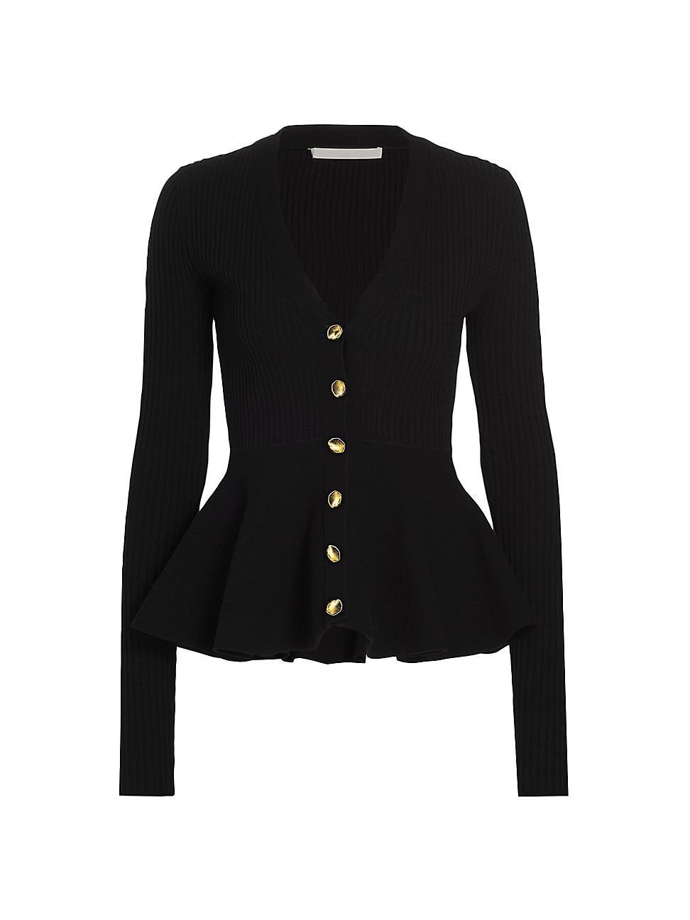 Womens V-Neck Peplum Cardigan Product Image