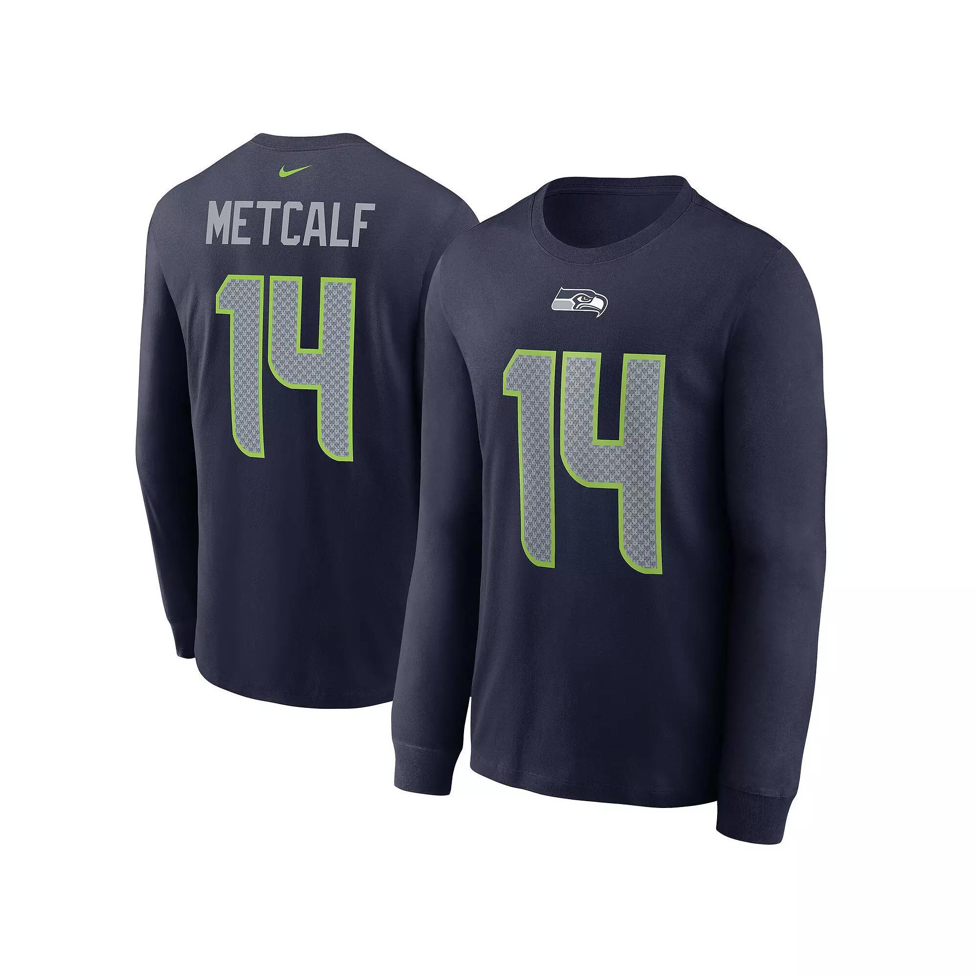 Men's Nike DK Metcalf Navy Seattle Seahawks Player Name & Number Long Sleeve T-Shirt, Size: XL, Blue Product Image