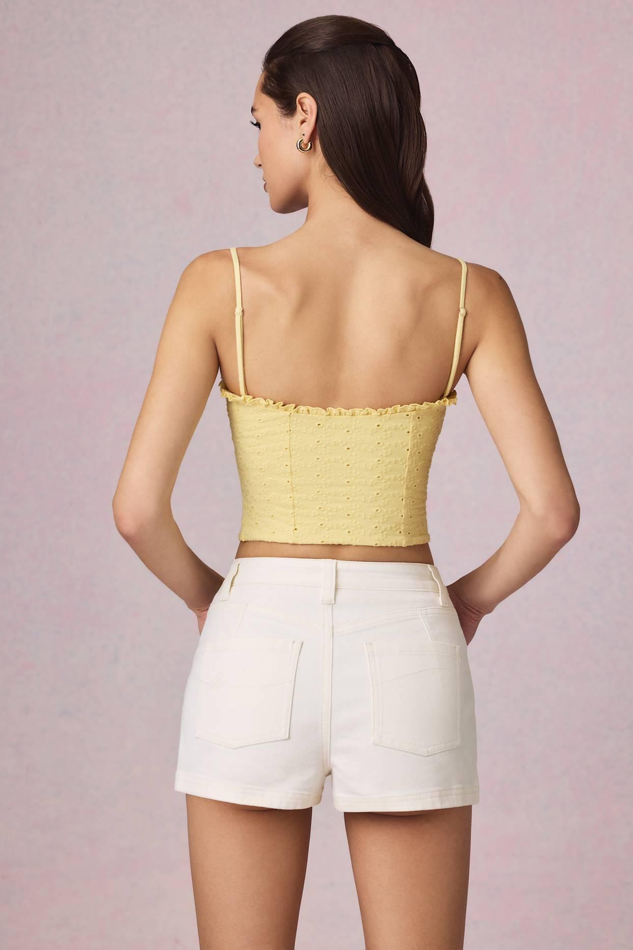 High-Waist A-Line Shorts in Ecru Wash Product Image