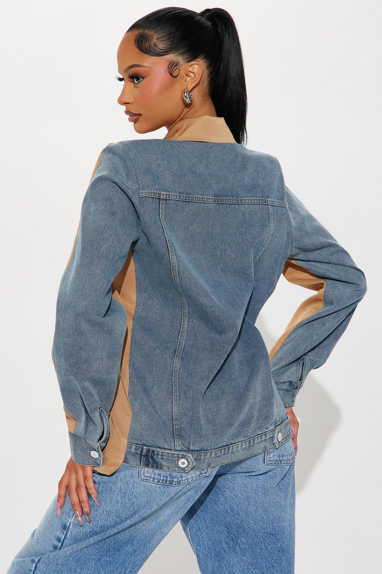 Jupiter Mixed Media Denim Blazer - Cream/combo Product Image