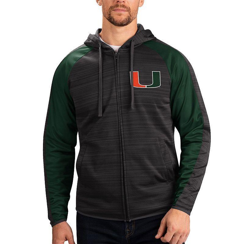 Men's G-III Sports by Carl Banks Black Miami Hurricanes Neutral Zone Raglan Full-Zip Track Jacket Hoodie,  Product Image
