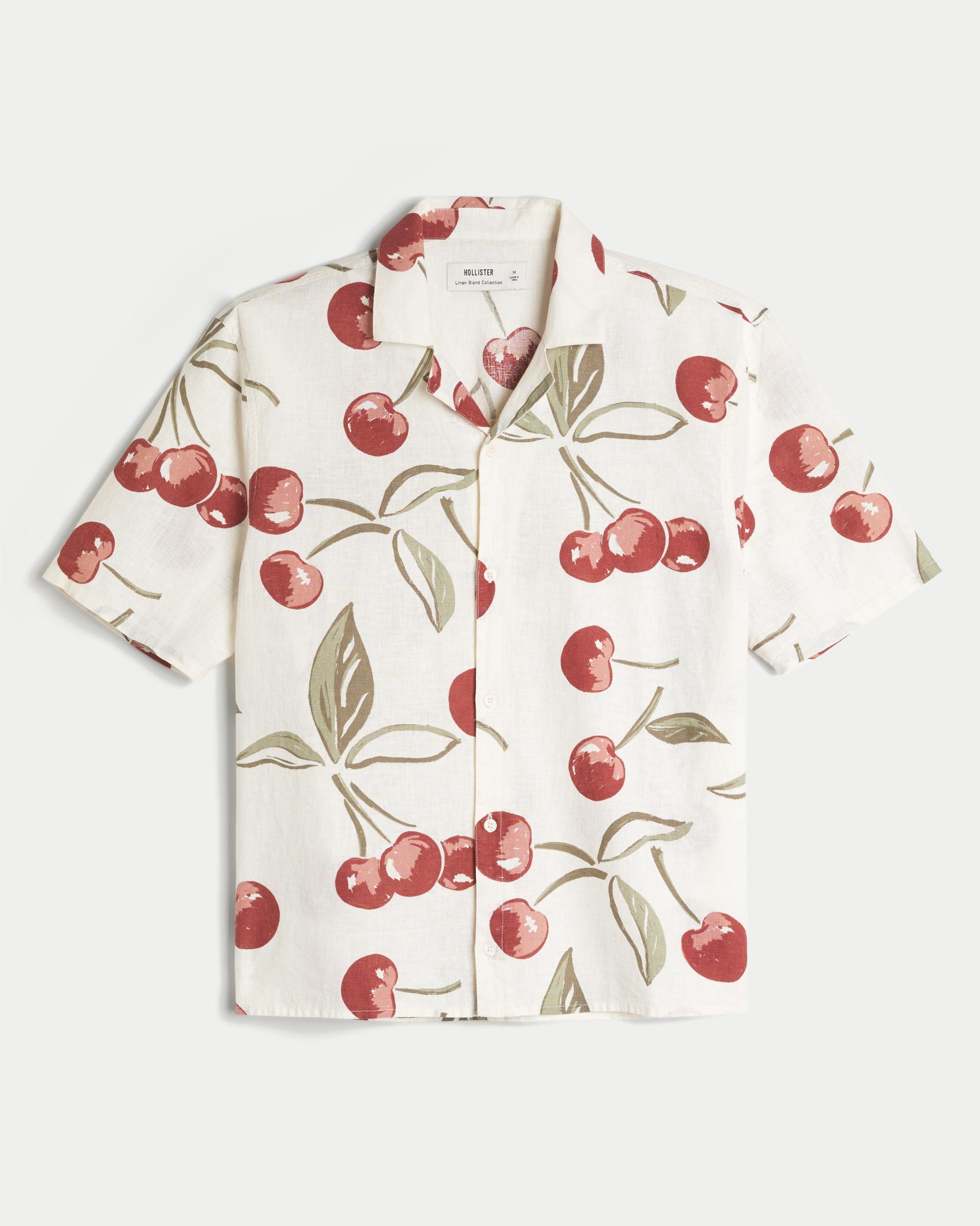 Boxy Short-Sleeve Linen-Blend Shirt Product Image