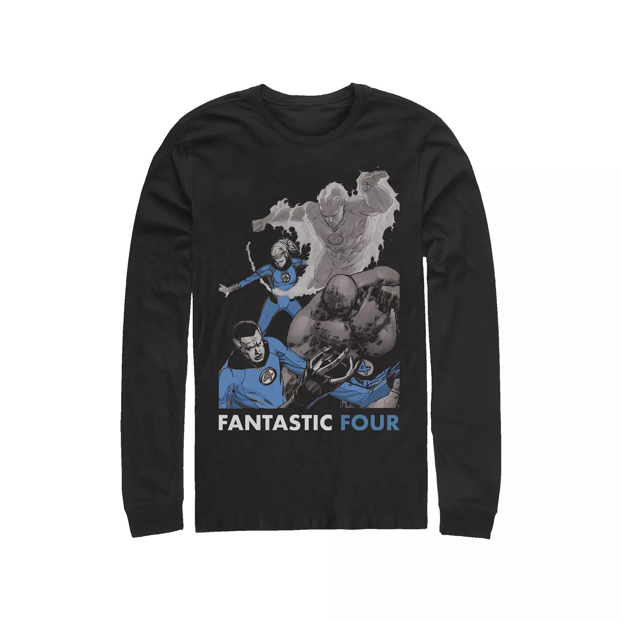 Men's Marvel Fantastic Four Team Poster Long Sleeve Graphic Tee,  Product Image