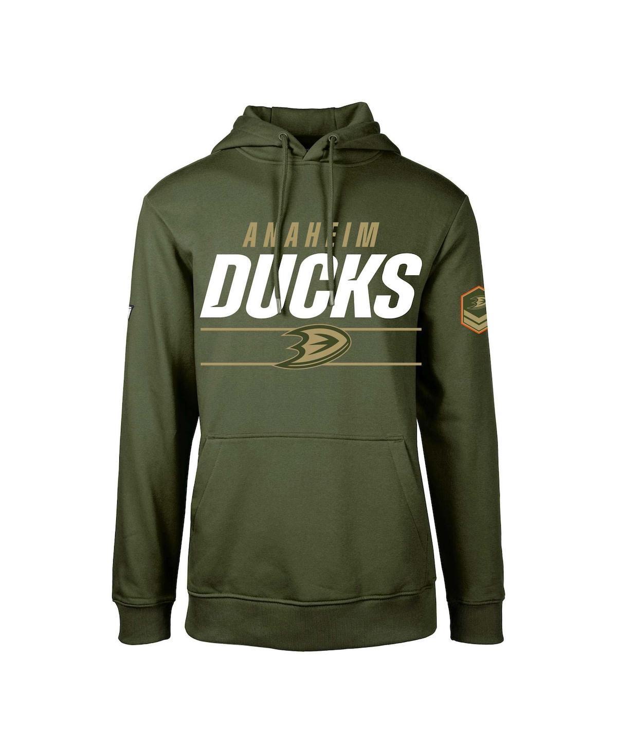 Mens Levelwear Olive Anaheim Ducks DeltaPodium Fleece Pullover Hoodie Product Image