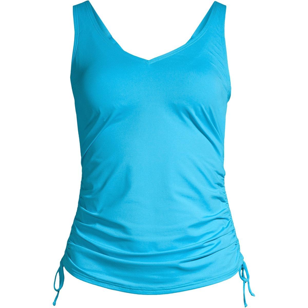 Womens Lands End Ruched-Sides V-Neck UPF 50 Tankini Swimsuit Top Product Image