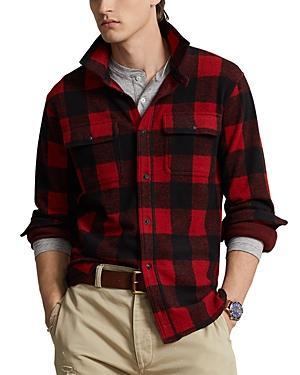 Mens Classic-Fit Plaid Knit Flannel Workshirt Product Image