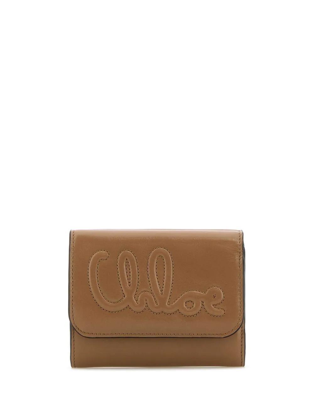 CHLOÉ Leather Tri-fold Wallet In Neutrals Product Image