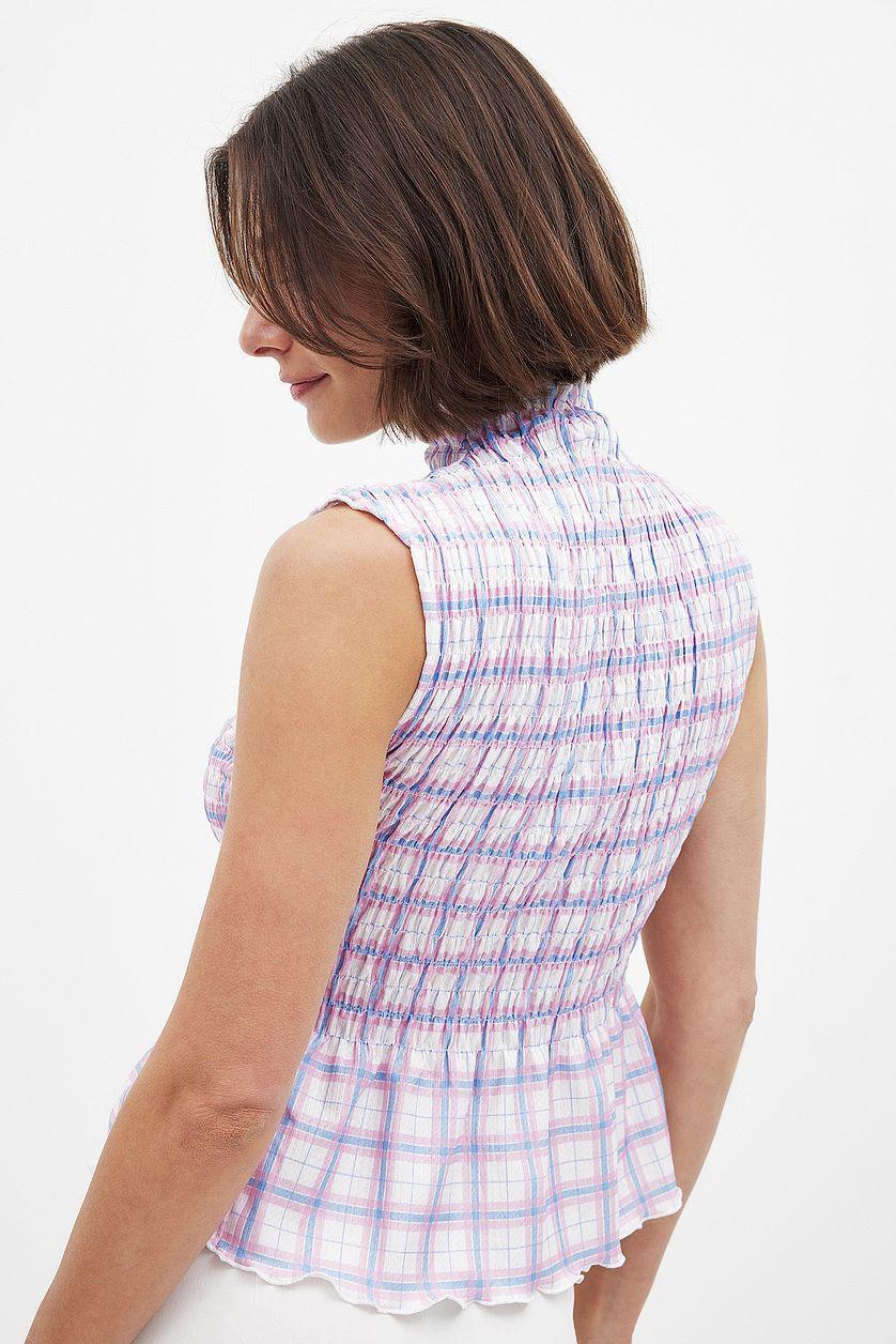 Sleeveless Smock Top Checkered Product Image