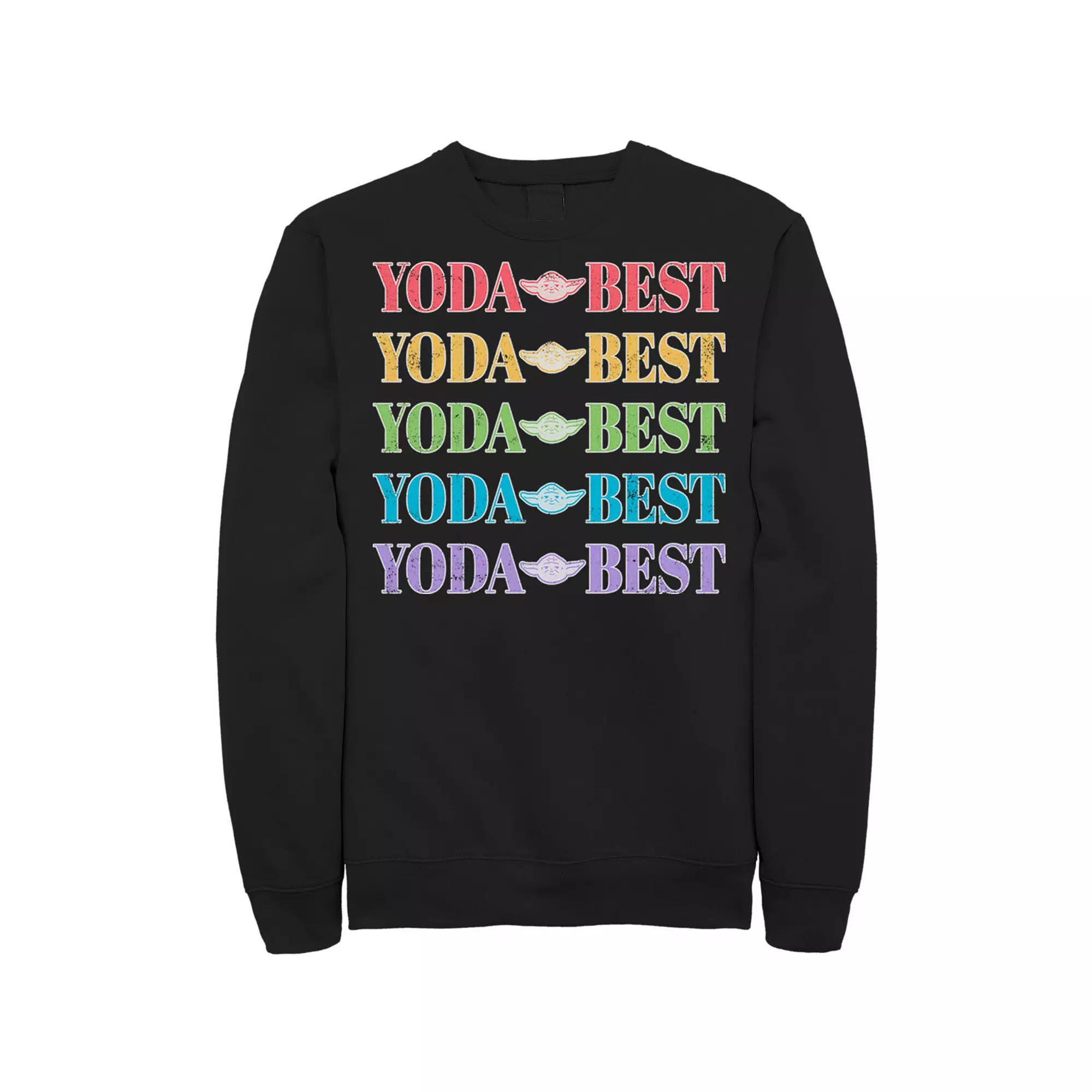 Men's Star Wars Pride Yoda Best Rainbow Text Stack Sweatshirt,  Product Image