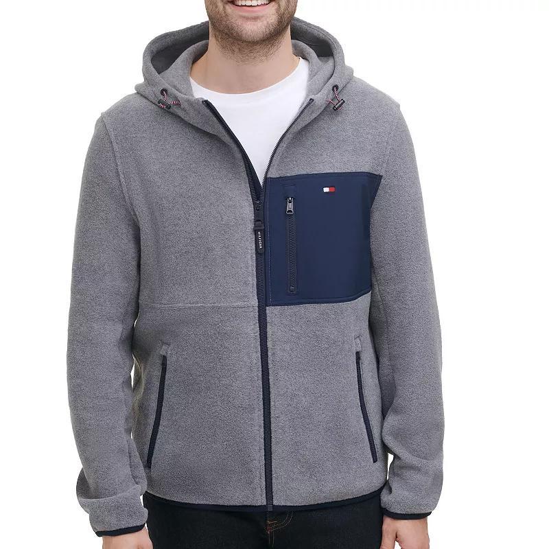 Men's Tommy Hilfiger Fleece Hooded Jacket, Size: Medium, Black Gray Product Image