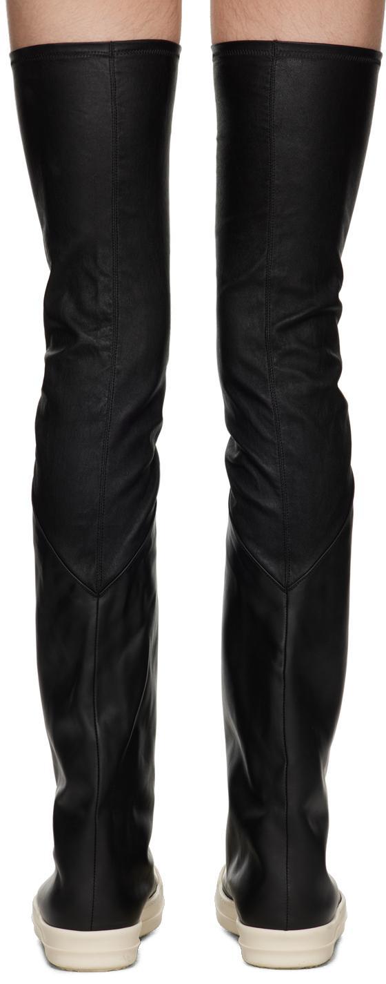 RICK OWENS Black Flared Thigh High Sneakers Product Image