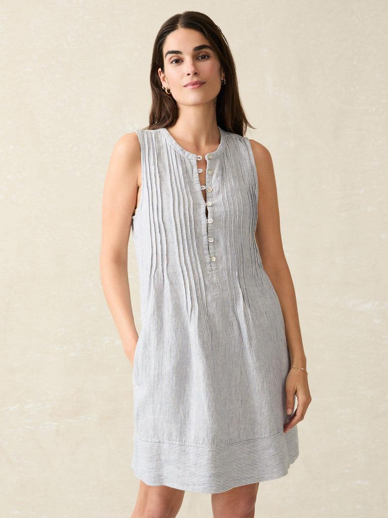 Isha Dress - Blue Mini Stripe Product Image