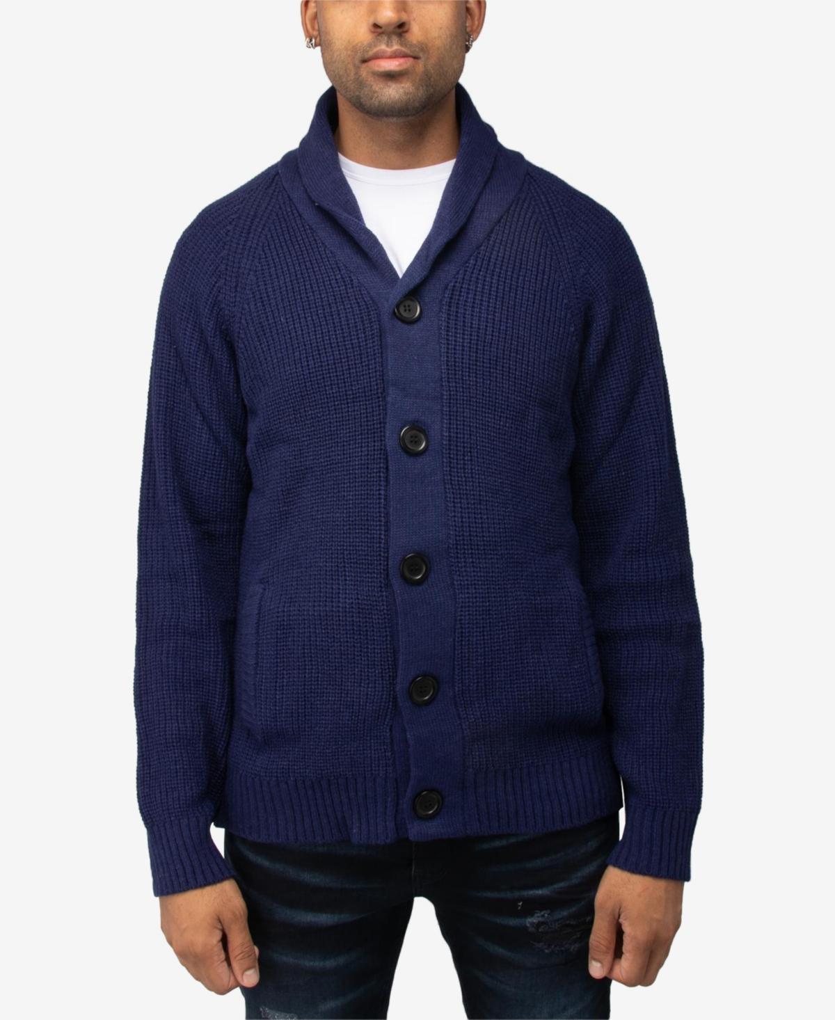 Men's Xray Shawl-Collar Knitted Cardigan Sweater, Size: Large, Blue Product Image