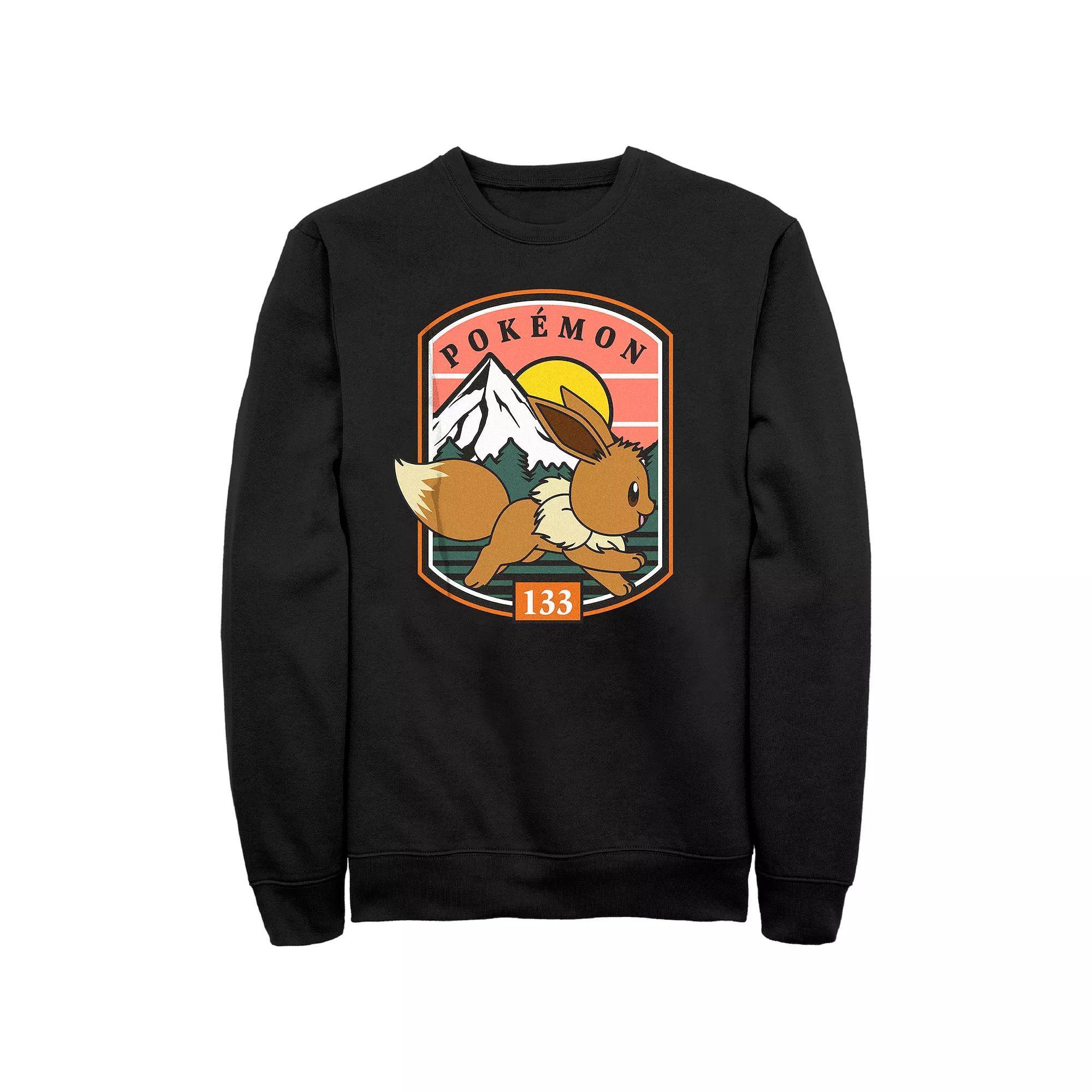 Men's Pokemon Eevee Running Stamp Graphic Fleece, Size: Large, Black Product Image