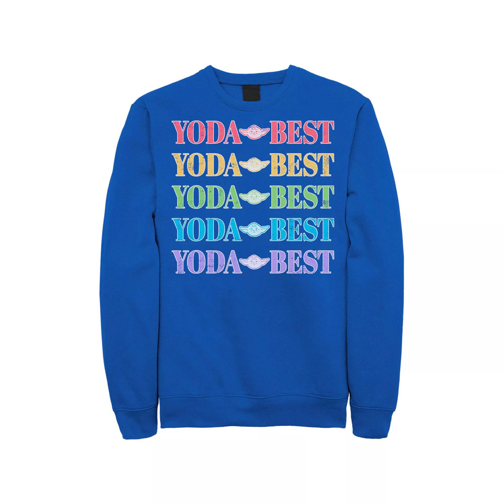 Men's Star Wars Pride Yoda Best Rainbow Text Stack Sweatshirt,  Product Image