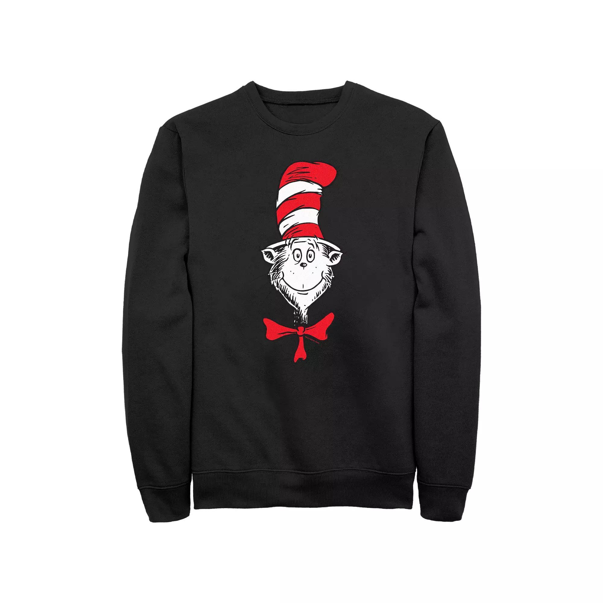 Men's Dr. Seuss The Cat In The Hat Face Graphic Fleece, Size: Small, Black Product Image