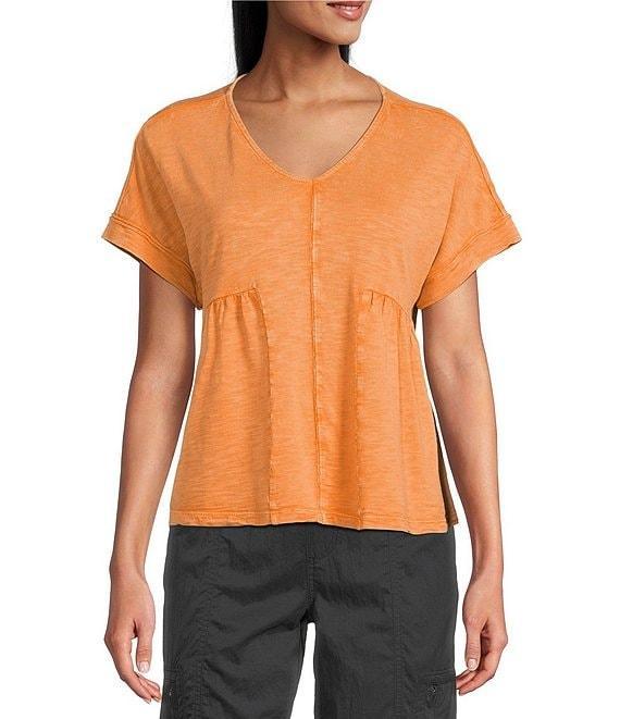 Westbound Knit V-Neck Flowy Short Sleeve Top Product Image