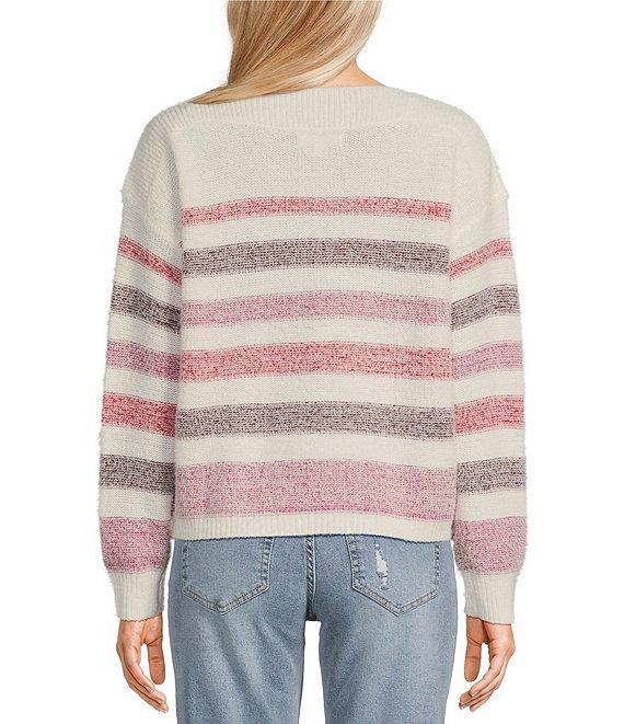 Takara Stripe Boat Neck Eyelash Sweater Product Image