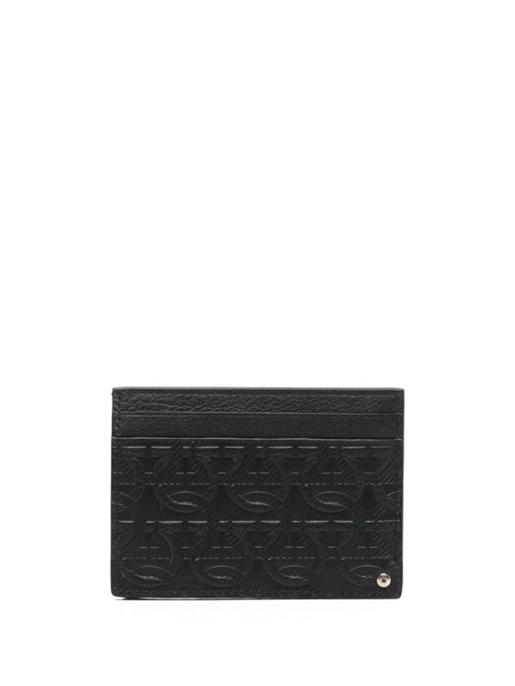 FERRAGAMO Logo-debossed Leather Cardholder In Black Product Image