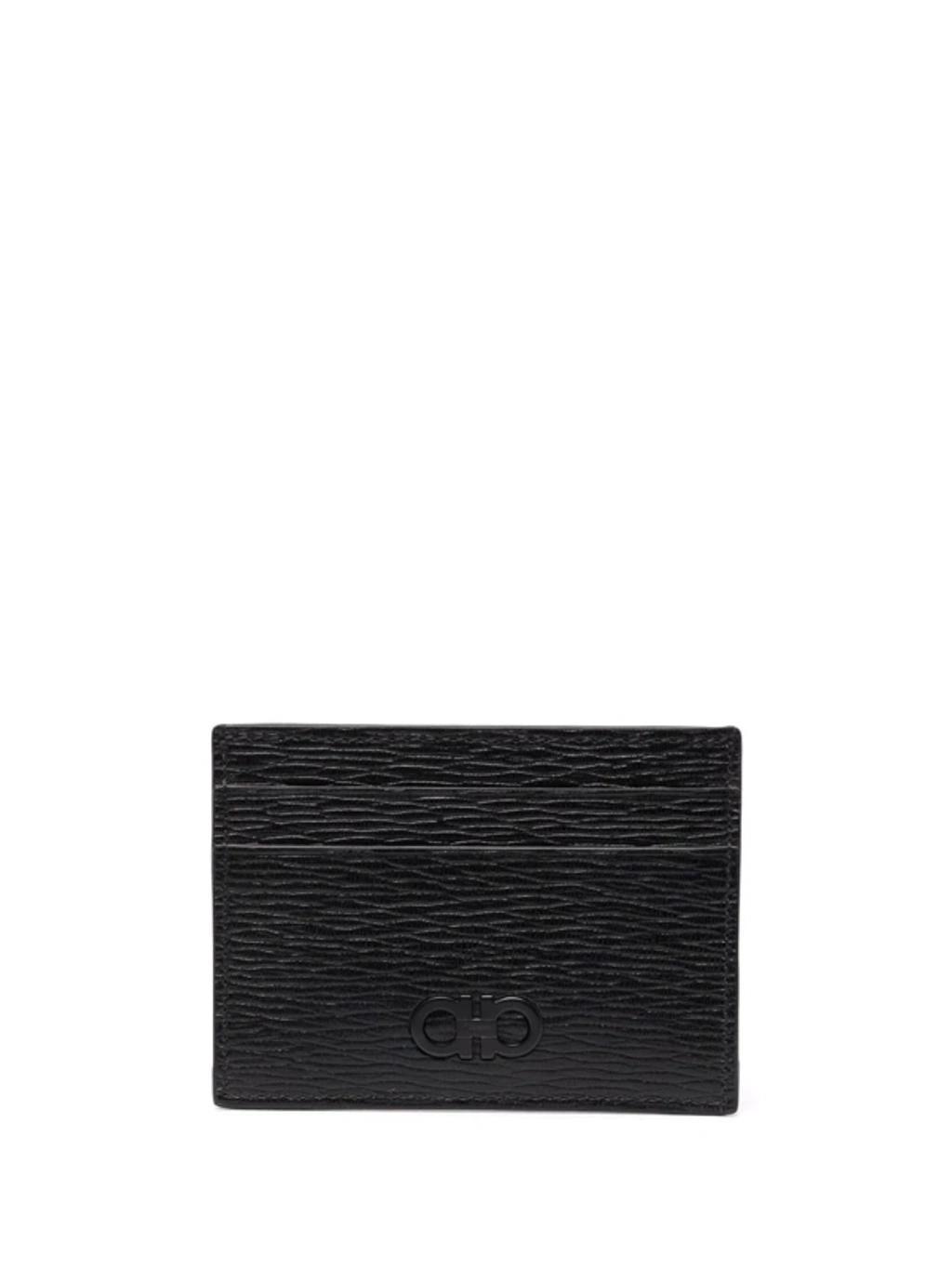 FERRAGAMO Revival Leather Card Case In Nero Product Image