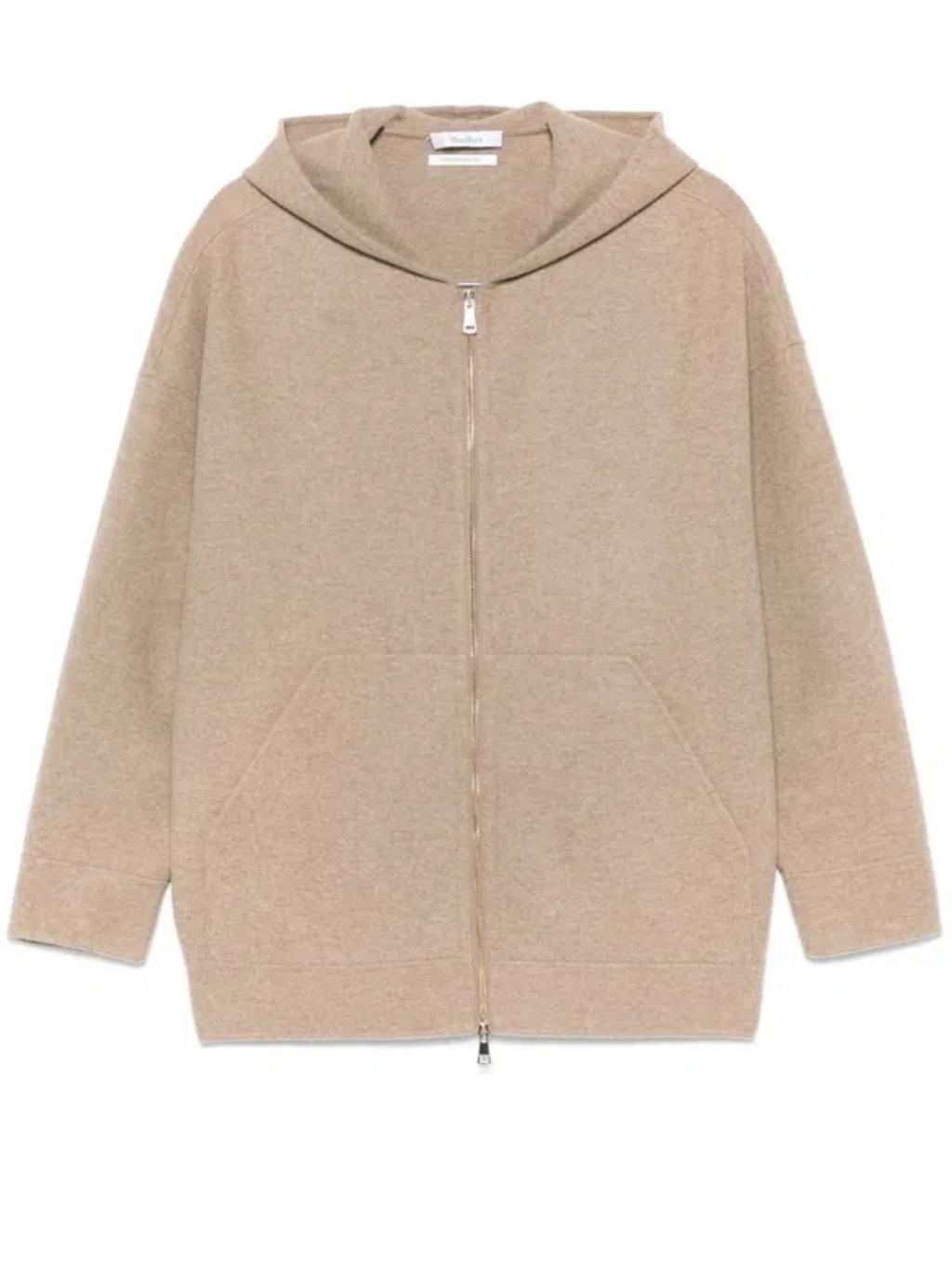 MAX MARA Saio Wool Blend Jersey Zip Hoodie In Cream Product Image