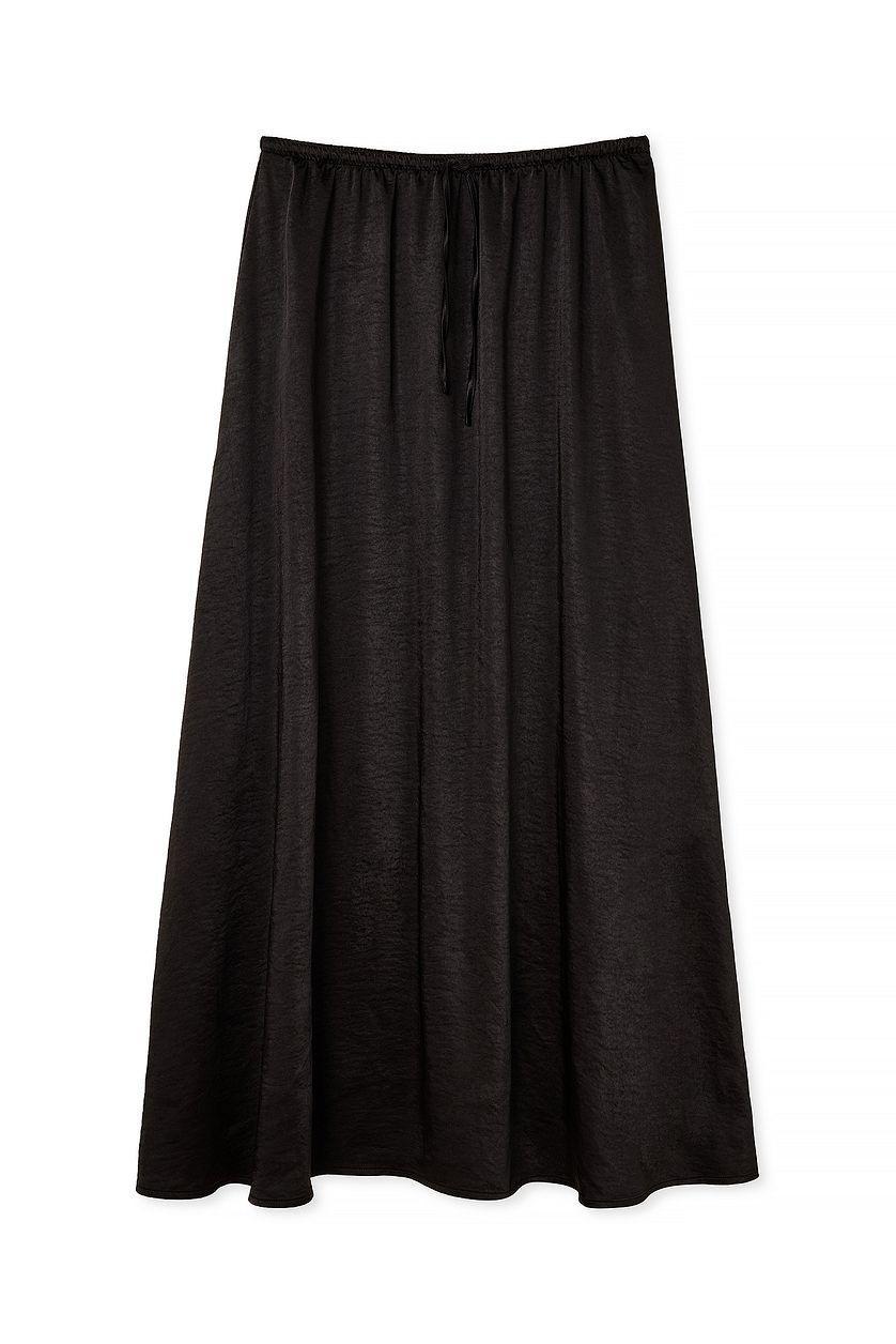 Drawstring Satin Maxi Skirt Product Image