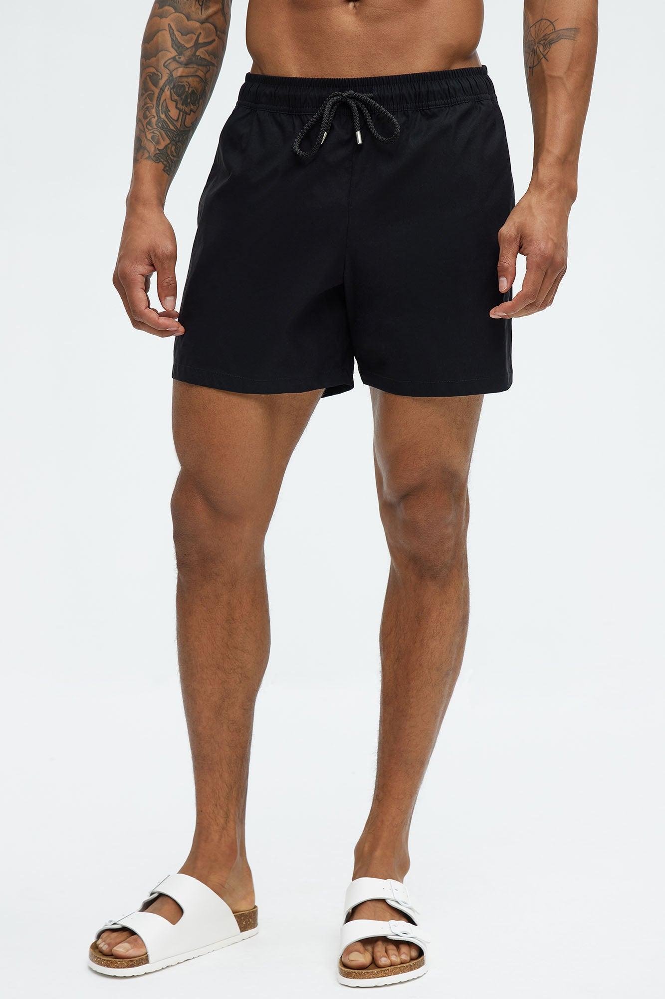Side Taping Swim Mid Trunk - Black Product Image