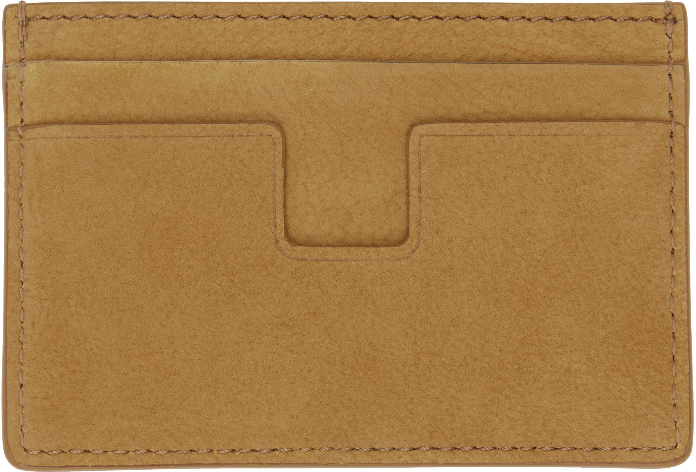 TOM FORD Tan Nubuck Classic Card Holder In Brown Product Image