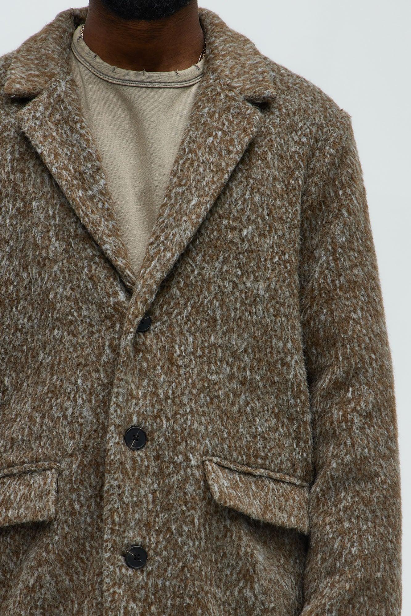 Been A Year Mohair Relaxed Long Coat - Brown Product Image