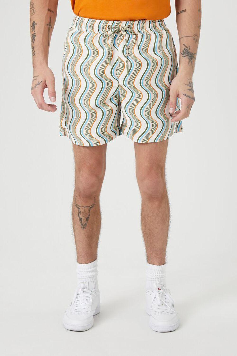 Wavy Striped Swim Trunks | Forever 21 Product Image