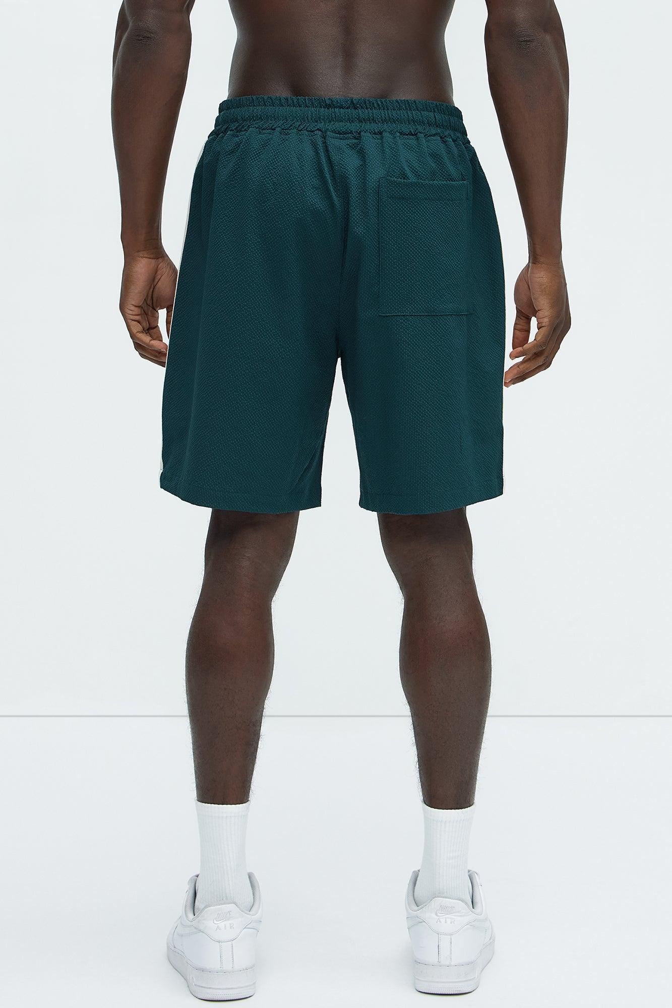 Crinkle Texture Taped Relaxed Shorts - Green Product Image