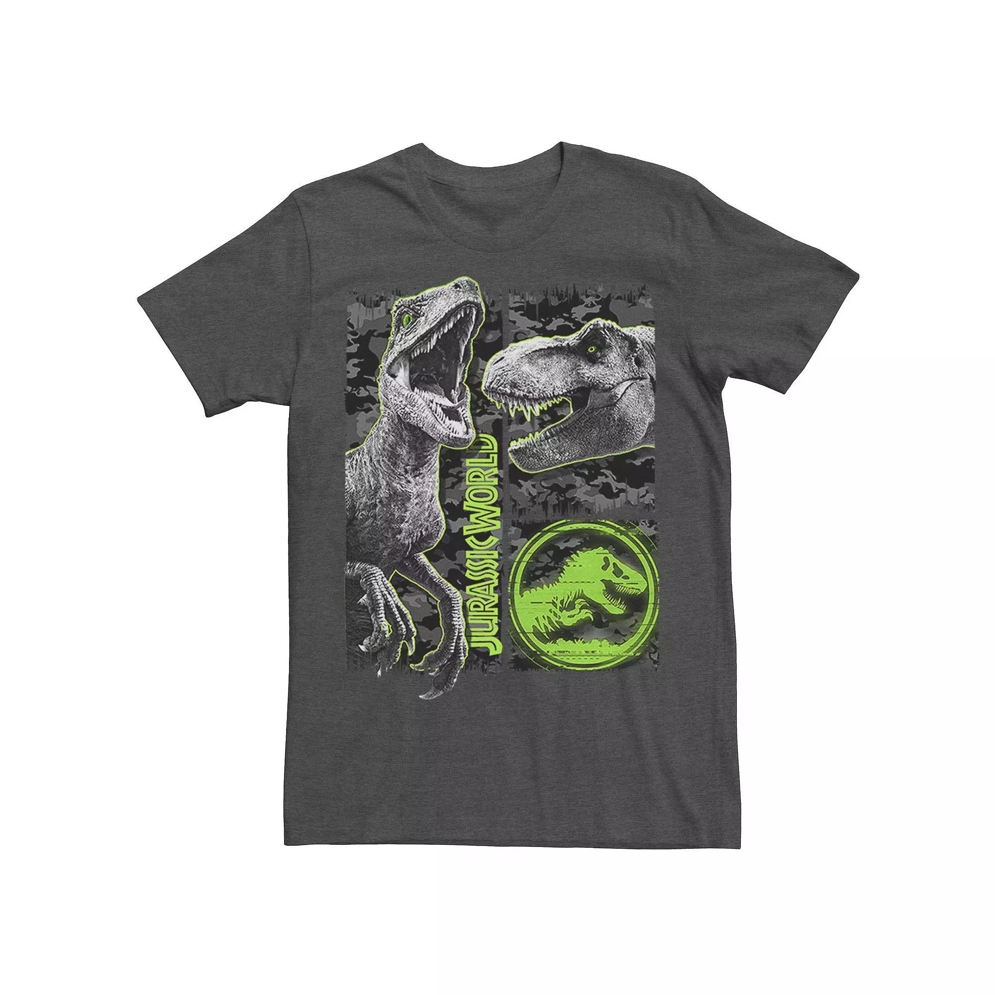 Men's Jurassic World Two Raptor T-Rex Camo Scratch Tee, Size: XXL, Grey Heather Product Image