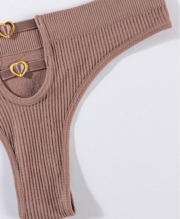 Plain Cutout Heart Buckled Thong Product Image