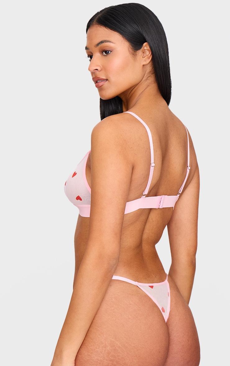 Pink Mesh Heart Triangle Bralette Product Image