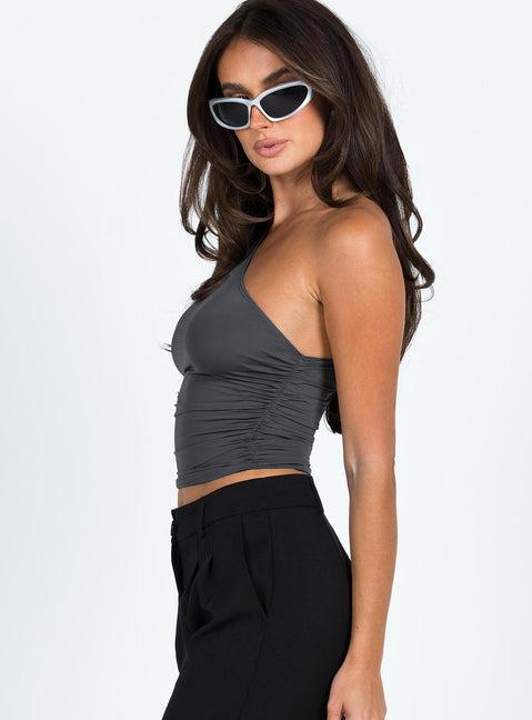 Annem One Shoulder Top Slate Product Image