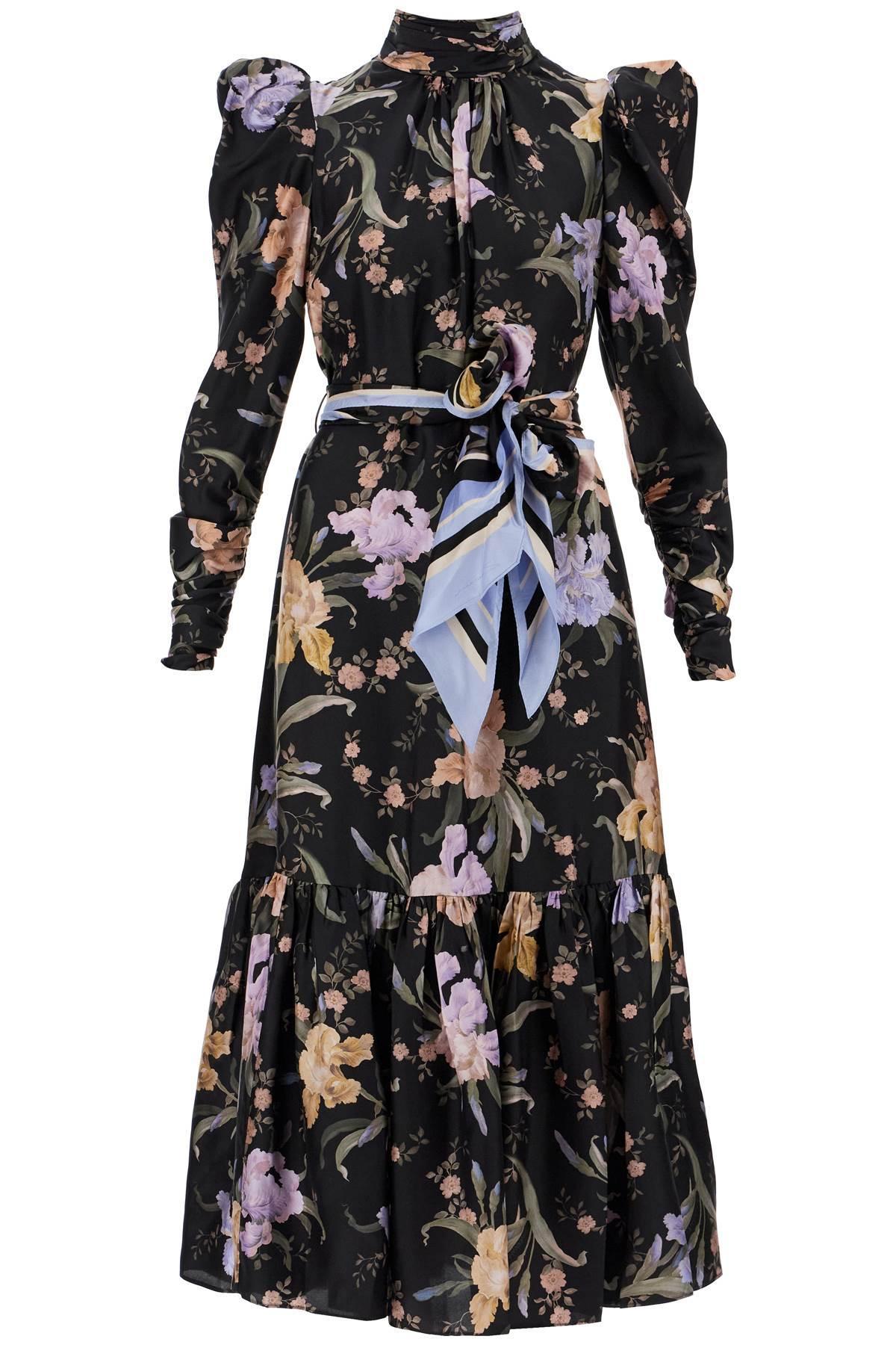 ZIMMERMANN Eden Floral Ruched Silk Midi Dress In Iris Sherbet Product Image