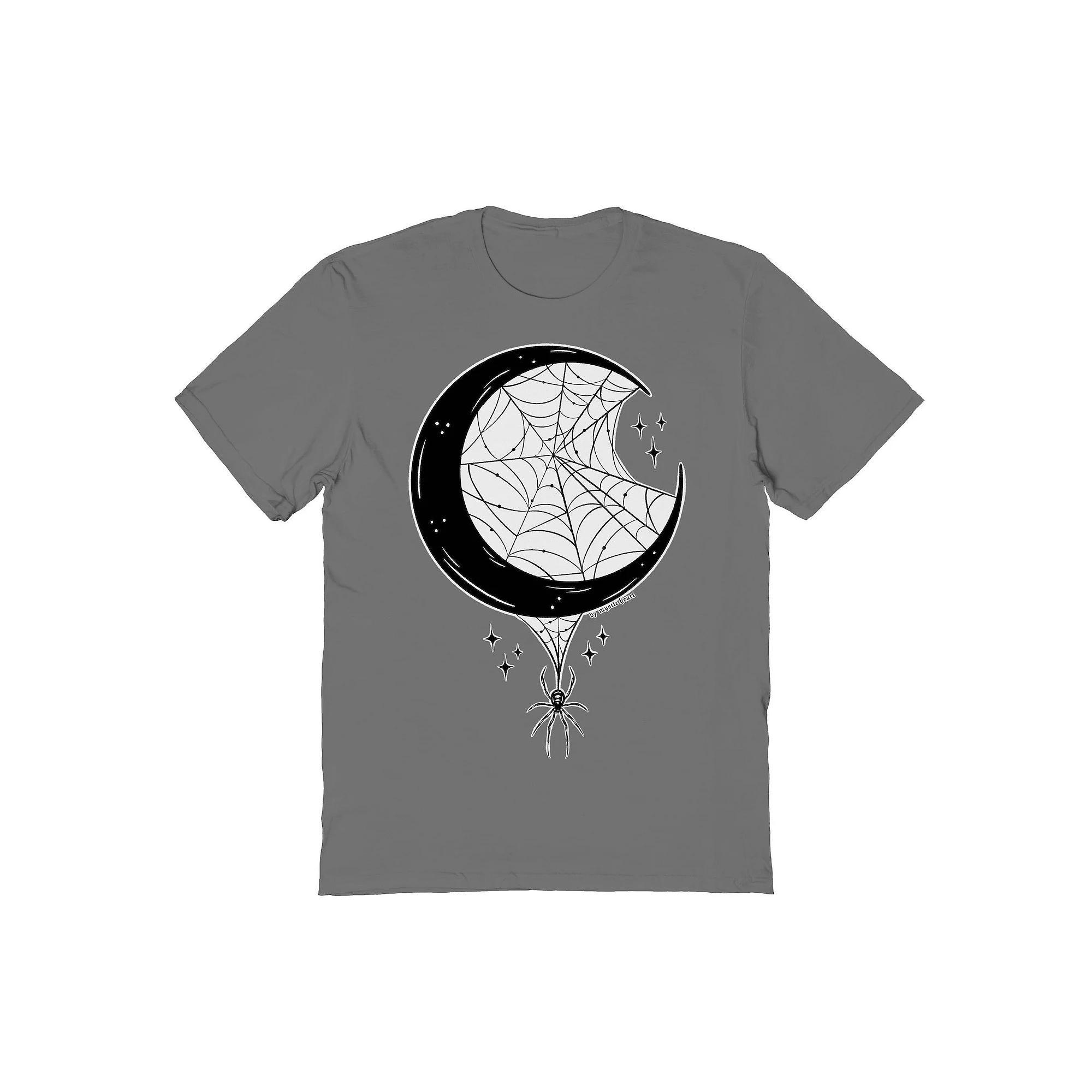 Men's Spider Moon Halloween Graphic Tee, Size: XL, Grey Product Image